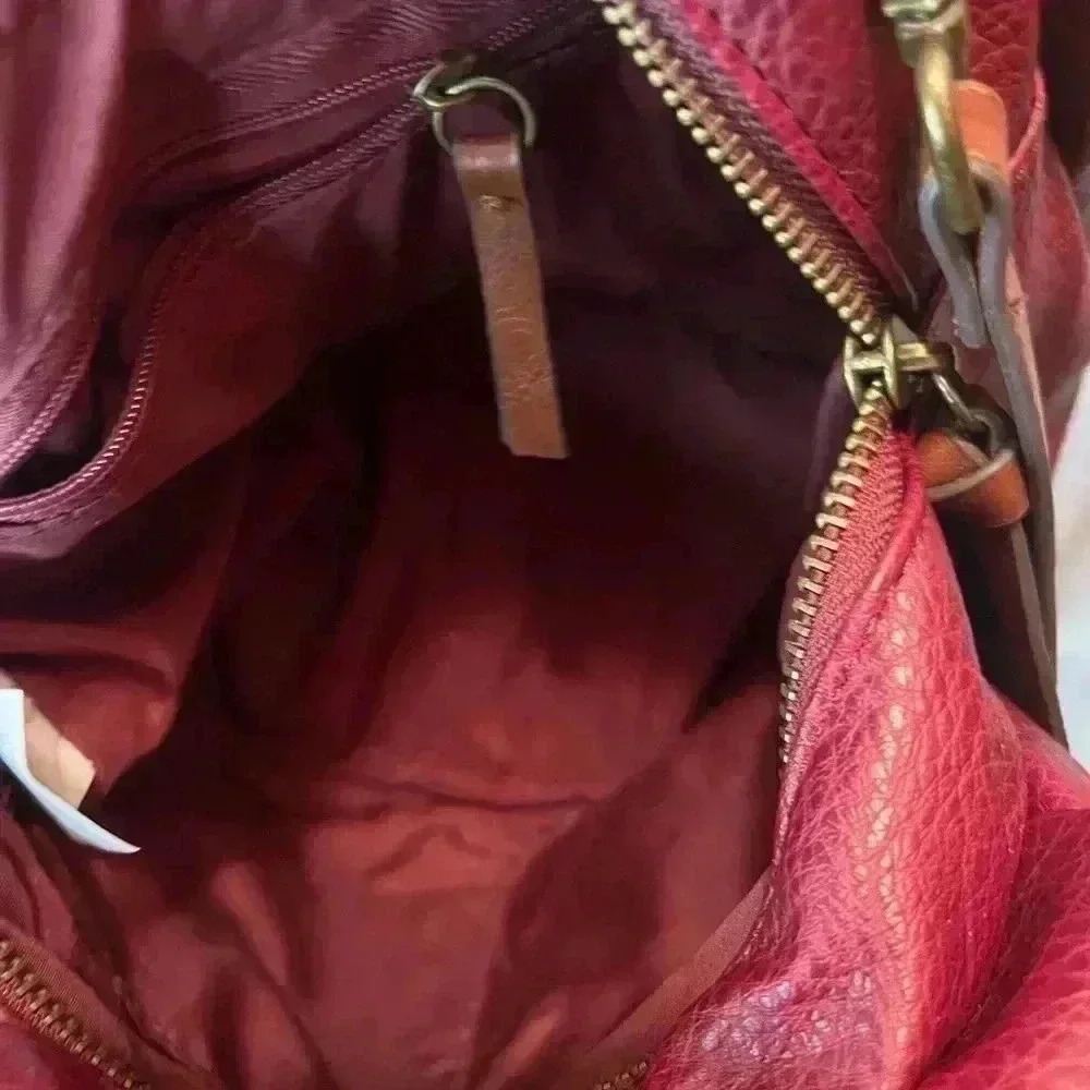 Snake Print Vegan Leather Handbag Burgundy - Picture 3 of 12